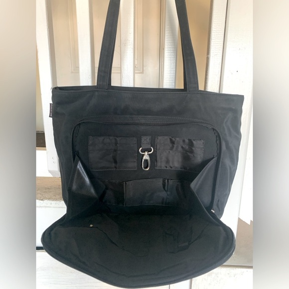 Messenger Tote purse for work, school, or travel in black color. - Picture 1 of 5